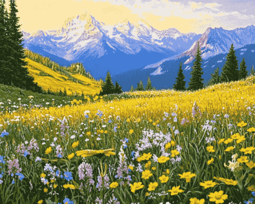 Meadow and Mountains Diamond Painting