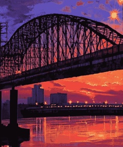 Memphis Bridge Tennesse Sunset Diamond Painting