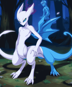 Mewtwo and Ash Pokemon Diamond Painting