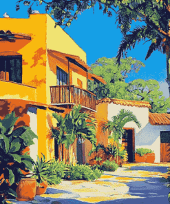 Mexican House on Vibrant Streets Diamond Painting