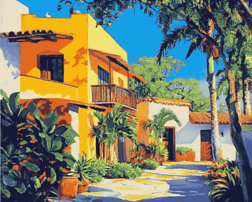 Mexican House on Vibrant Streets Diamond Painting