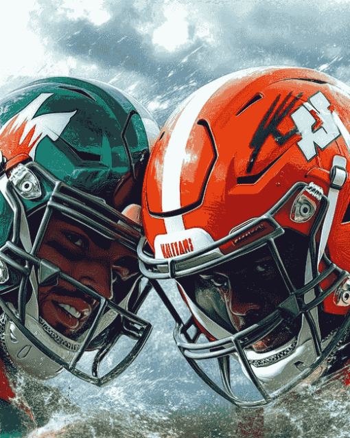 Miami Hurricanes Football Helmet Diamond Painting