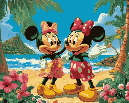 Mickey Minnie Disney Adventure Hawaii Diamond Painting