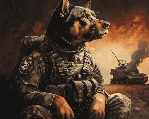 Military Dog Art Diamond Painting