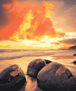 Moeraki Boulders Scenic View Diamond Painting