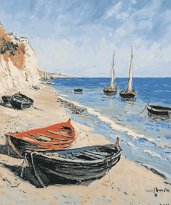 Monet Boats Seaside Diamond Painting