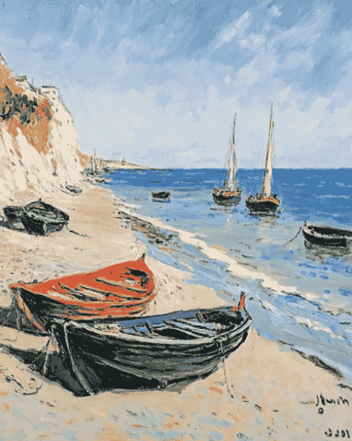 Monet Boats Seaside Diamond Painting