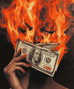 Money on Fire Diamond Painting