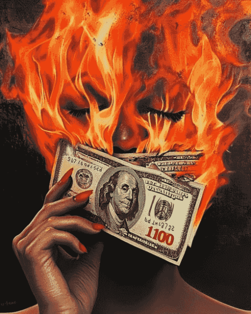 Money on Fire Diamond Painting