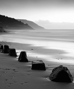 Monochrome Beach Scene Diamond Painting