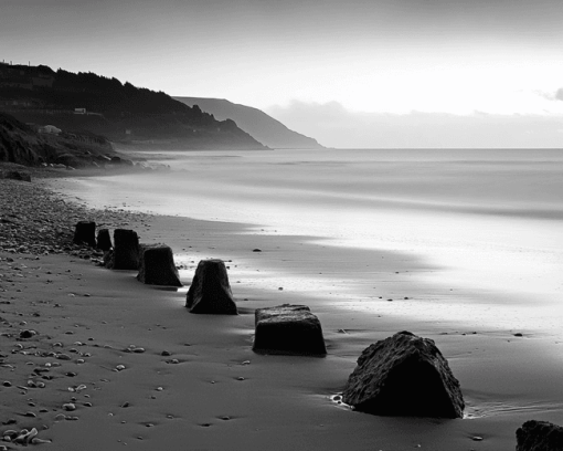 Monochrome Beach Scene Diamond Painting