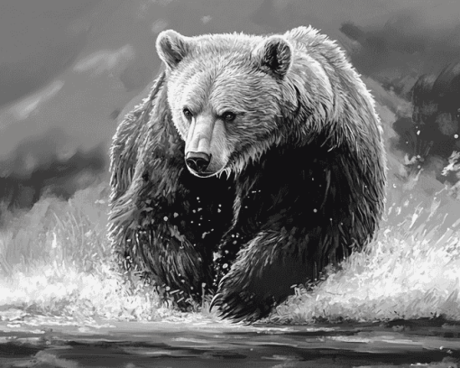 Monochrome Bear Wildlife Diamond Painting