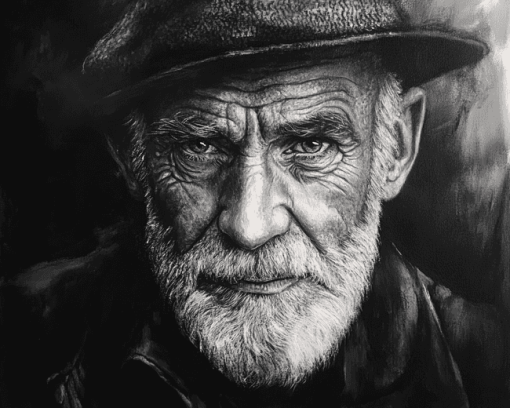 Monochrome Old Man Diamond Painting