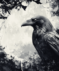 Monochrome Raven Diamond Painting