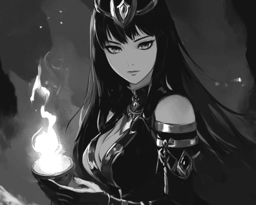 Monochrome Tharja Fire Emblem Diamond Painting