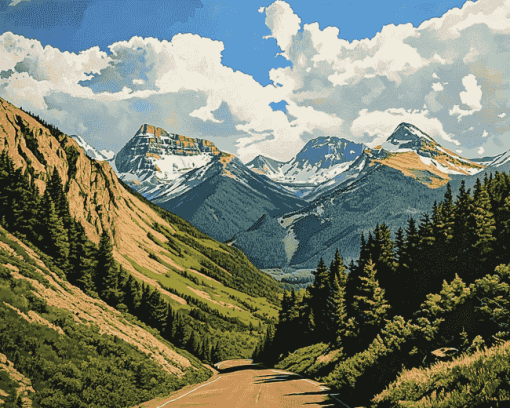 Montana Sun Road Landscapes Diamond Painting