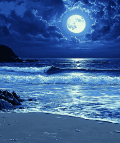 Moonlit Beach Seascape Diamond Painting