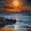 Moonlit Beach Seascape Diamond Painting