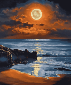 Moonlit Beach Seascape Diamond Painting