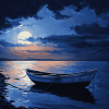 Moonlit Boat Seascape Diamond Painting