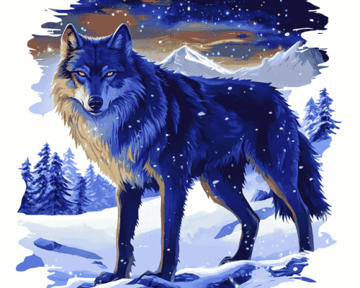 Moonlit Fantasy Wolf Diamond Painting