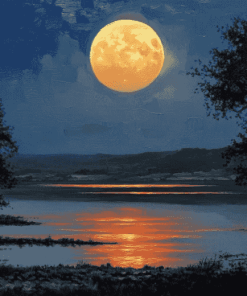 Moonlit Lake Landscape Diamond Painting