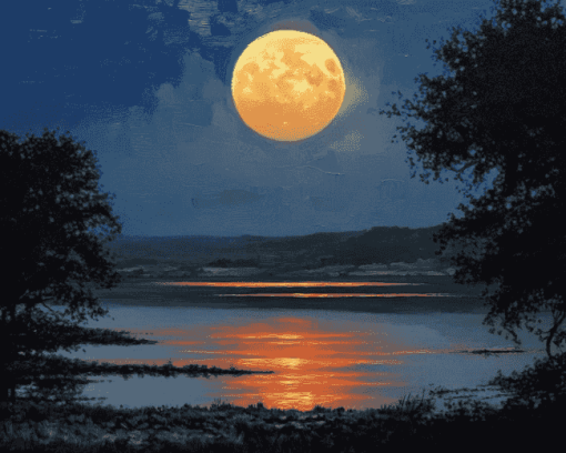 Moonlit Lake Landscape Diamond Painting