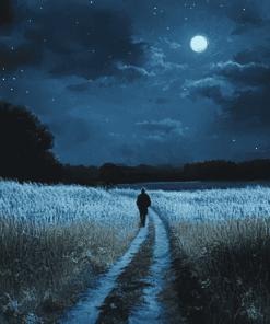 Moonlit Landscape Night Walk Diamond Painting