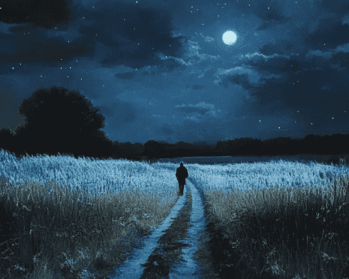 Moonlit Landscape Night Walk Diamond Painting