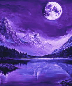 Moonlit Mountain Landscape Diamond Painting