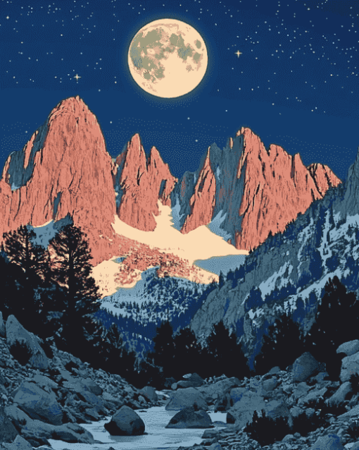 Moonlit Mt Whitney National Park Diamond Painting