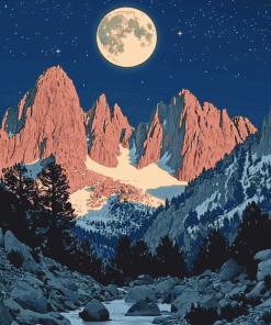 Moonlit Mt Whitney National Park Diamond Painting