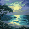 Moonlit St Ives Bay Landscape Diamond Painting