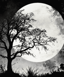 Moonlit Tree Silhouette Diamond Painting