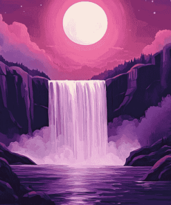 Moonlit Waterfall Scenic Diamond Painting