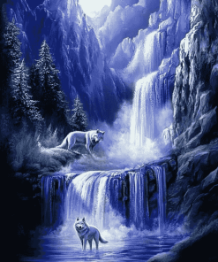 Moonlit Wolves Diamond Painting