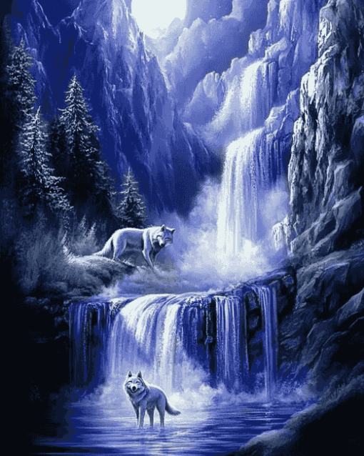 Moonlit Wolves Diamond Painting