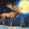 Moose and Moon Wildlife Diamond Painting