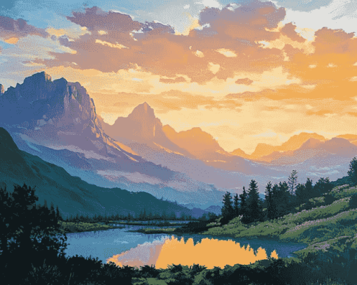 Morning Sunrise Landscape Diamond Painting