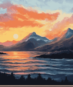 Mountain Sunset Scenery Diamond Painting