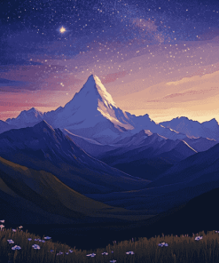 Mountains Under Moonlight Diamond Painting