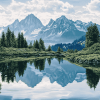 Mountains and Lakes Reflection Diamond Painting