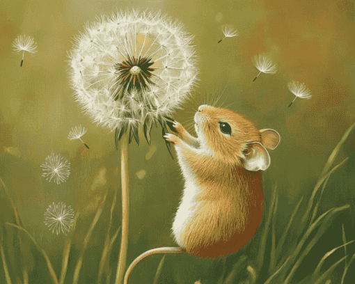 Mouse and Dandelion Diamond Painting