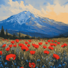 Mt St Helens Red Poppies View Diamond Painting