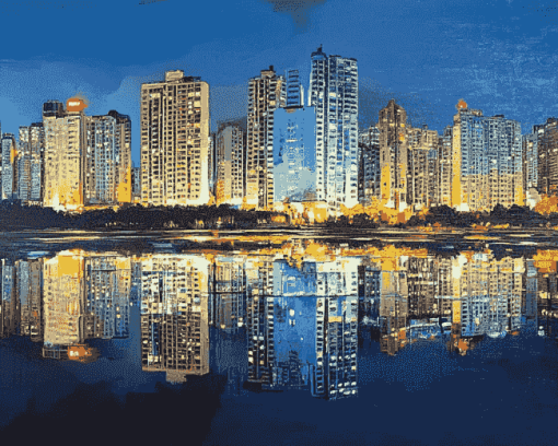 Nanning Cityscape Reflection Diamond Painting