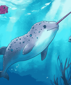 Narwhal and Sea Friends Underwater Diamond Painting