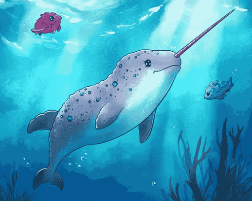 Narwhal and Sea Friends Underwater Diamond Painting