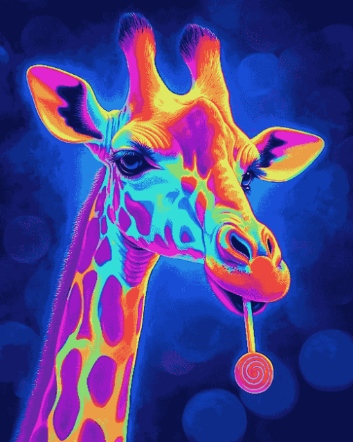 Neon Giraffe Fantasy Diamond Painting