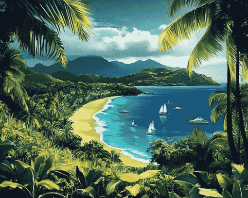 Nevis Island Beach Diamond Painting