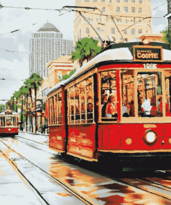 New Orleans Red Tram Diamond Painting